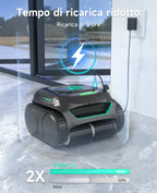 WYBOT C2 Robot Piscine Pareti e Fondo, Senza Fili per Piscine Interrate 150㎡, Doppia Filtrazione, 3 Motori, Aspirazione Potente, Pulizia Pareti & Linea d'Acqua, 180 Min, App(Nero-Verde Verde)