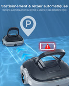 WYBOT Osprey 200 Max Robot Piscine,Aspirateur Piscine sans Fil,Moteurs Doubles Nettoyeur de Piscine,Autonomie 100 Min,Stationnement Automatique,pour Piscines Hors Sol 80m²(Gris foncé)