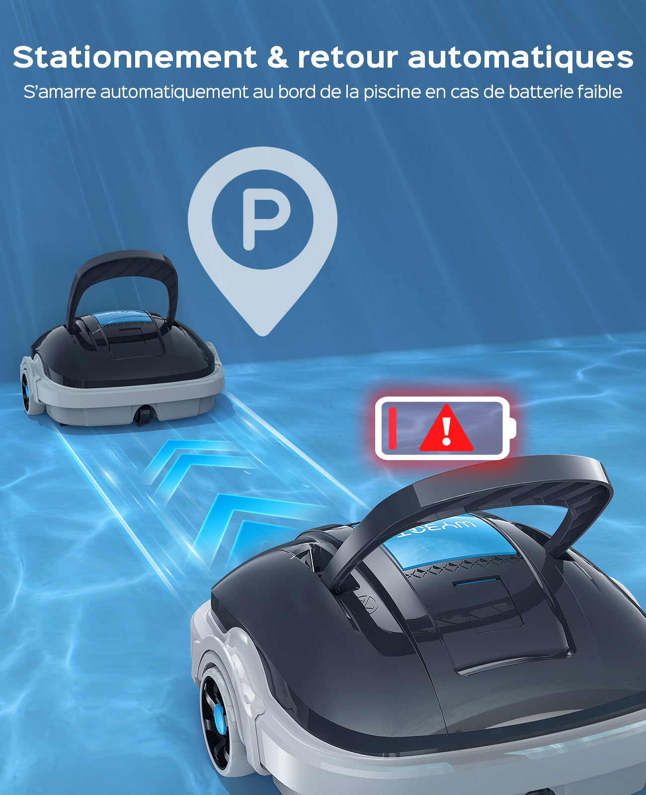 WYBOT Osprey 200 Max Robot Piscine,Aspirateur Piscine sans Fil,Moteurs Doubles Nettoyeur de Piscine,Autonomie 100 Min,Stationnement Automatique,pour Piscines Hors Sol 80m²(Gris foncé)