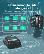 WYBOT C2 Limpiafondos Piscina Robot Inalámbrico, 3 Motores, Doble Filtración, Limpieza Paredes y Línea de Agua, Autonomía 180 Min, para Piscinas Enterradas Hasta 150㎡, App(Verde negro oscuro-Verde)