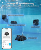WYBOT OS600 Poolroboter Akku Für Wand Und Boden, Kabelloser Poolroboter Mit 120 Min Laufzeit, Intelligente Navigation, Auto-Park Für Inground- Und Aufstellpools,Schwarzgrün