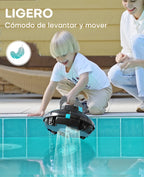 WINNY POOL CLEANER Winny 200 Limpiafondos Piscina, Inalámbrico Robot Limpiafondos Piscina, 75Min Autonomía, Piscinas Desmontables 60m², Doble Filtración,Estacionamiento Auto(Transparente Negro-Azul)