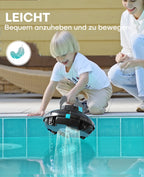 WINNY POOL CLEANER Winny 200 Poolroboter, Poolsauger kabellos mit Akku, 75 Min. Laufzeit, für Aufstellpools bis 60 m², Doppelfiltration, Automatisches Parken, Kompakt Leicht (Transparentes Blau-Weiß)