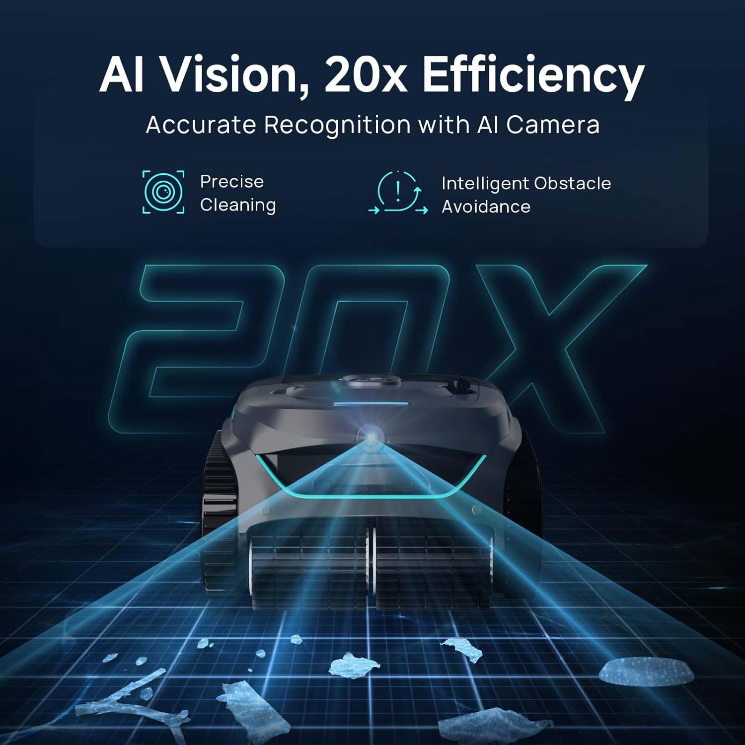 (2026 Upgrade) WYBOT C2 Vision AI Camera Cordless Pool Vacuum Robot for inground Pools, 8-in-1 Pool Cleaner, Ultra-fine Filtration, Powerful Motor Suction, Wall Climbing, Gray (Renewed)