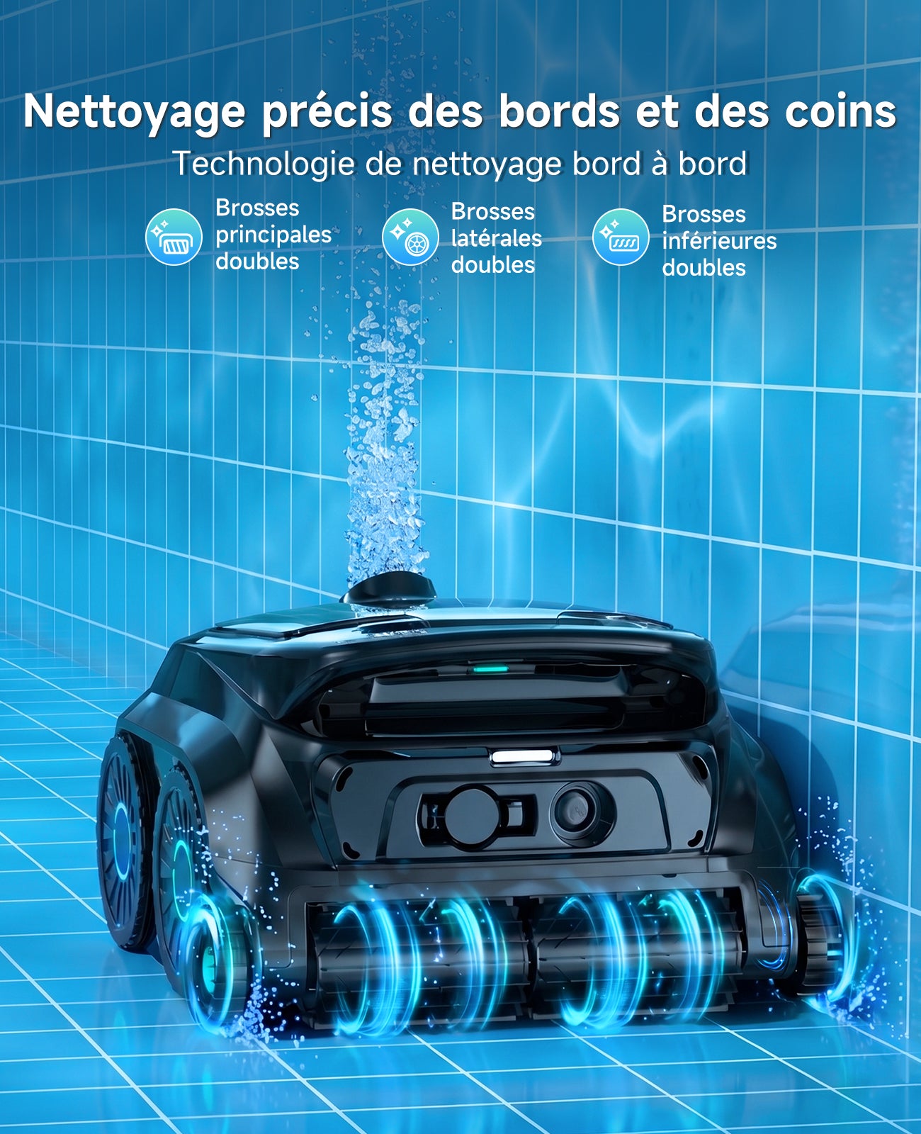 WYBOT OS600 Robot Piscine sans Fil, Nettoyage Fond Et Parois, Autonomie 120 Min, Navigation Intelligente, Stationnement Automatique, pour Piscines Enterrées Et Hors-Sol, Noir-Vert