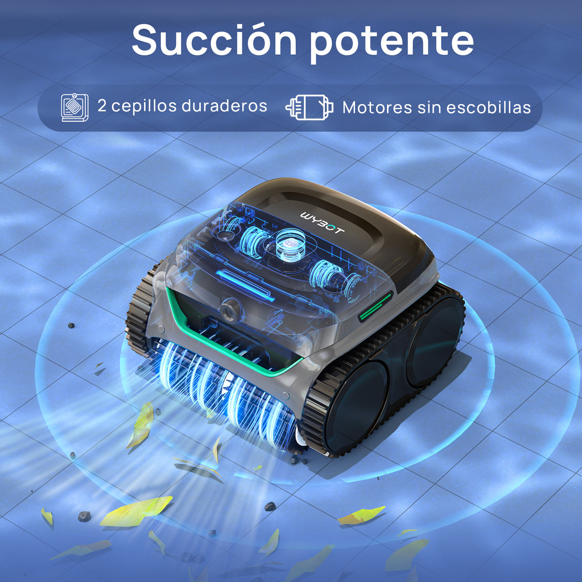WYBOT C2 Vision Robot Piscina con Cámara IA y Batería 190min, 210m² Robot Limpiafondos Piscina sin Cable,Doble Filtración,8 Modos,Suelo/Paredes/Linea de Agua,(2026Upgrade)VerdeLuna