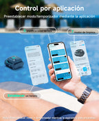 WYBOT C2 Limpiafondos Piscina, Robot Limpiafondos Piscina Inalámbrico 150㎡, Doble Filtración, 3 Motores, Succión Potente, Limpieza Paredes & Línea de Agua, 180 Min, App(Negro-Verde Gris)