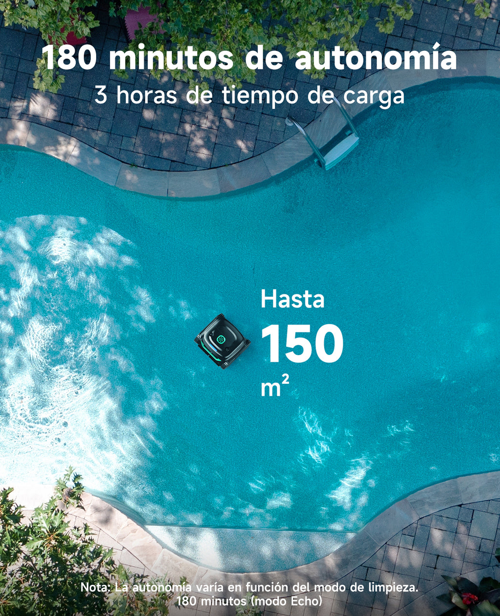 WYBOT C2 Limpiafondos Piscina Robot Inalámbrico, 3 Motores, Doble Filtración, Limpieza Paredes y Línea de Agua, Autonomía 180 Min, para Piscinas Enterradas Hasta 150㎡, App(Verde negro oscuro-Verde)