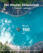WYBOT C2 Poolroboter Akku Boden und Wand, 3-Fach Motor, Doppelfiltration, Wandkletter & Wasserlinienreinigung, 180 Min Laufzeit, für Einbaupools bis 150㎡, App-Steuerung(Dunkelgraugrün-Grau)