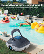 WYBOT Osprey 200 Max Robot Piscine,Aspirateur Piscine sans Fil,Moteurs Doubles Nettoyeur de Piscine,Autonomie 100 Min,Stationnement Automatique,pour Piscines Hors Sol 80m²(Gris foncé)