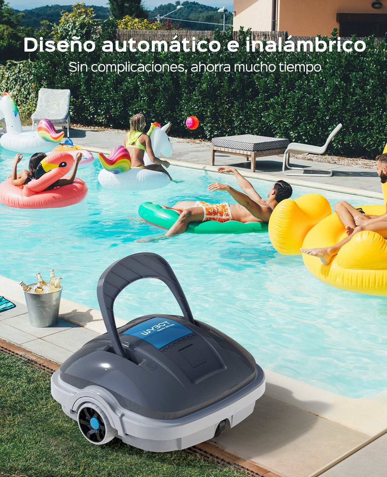 WYBOT Osprey 200 MAX Robot Limpiafondos Piscina Automatico,Motores Duales,Limpiador de Piscina Sin Cable,100 min Autonomía,Estacionamiento Auto,para Piscinas Elevadas 80 m²(Gris Oscuro)