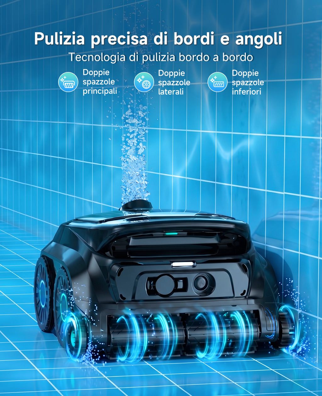 WYBOT OS600 Robot Piscina, Senza Fili, Pulizia Fondo E Pareti, Autonomia 120 Min, Navigazione Intelligente, Parcheggio Automatico, per Piscine Interrate E Fuori Terra, Verde Scuro