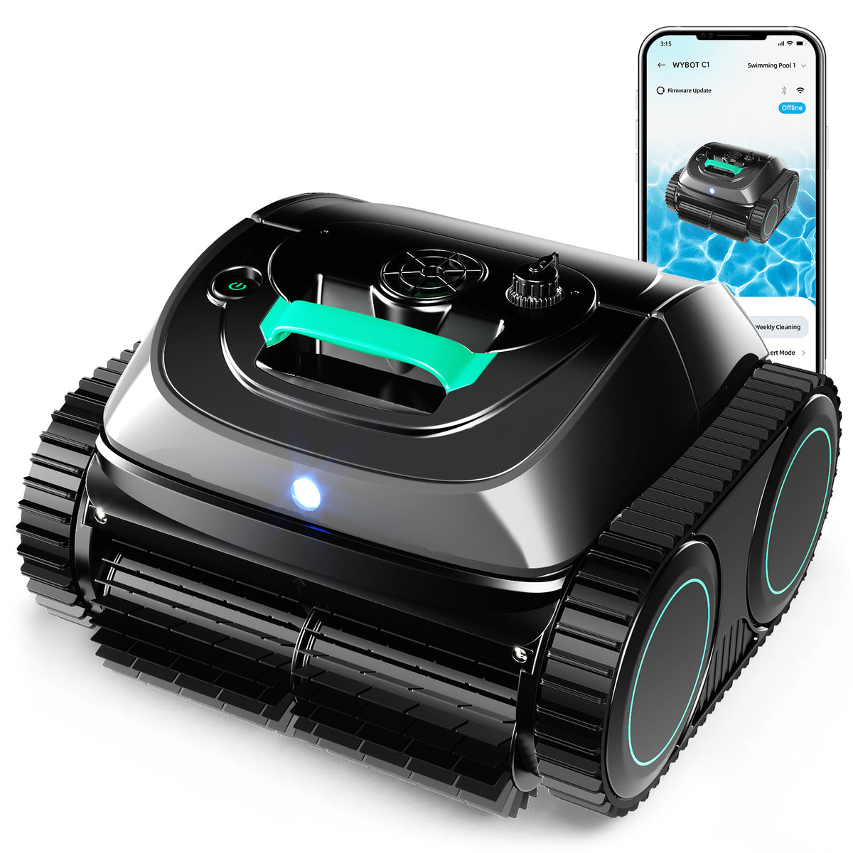 (2026 Upgrade) WYBOT C1 Cordless Robotic Pool Vacuum for Inground Pools, Above Ground Pool Cleaner 4-in-1 Wall & Waterline Cleaning Up to 1,614sq.ft, 150mins Smart Navigation, App Support