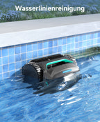 WYBOT C2 Poolroboter Akku Boden und Wand für Einbaupools bis 150㎡, Doppelfiltration, 3-Fach Motor, Starke Saugkraft, Wandkletter & Wasserlinie, 180 Min, App(Schwarz-Grün Grau)