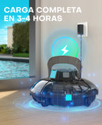 WINNY POOL CLEANER Winny 200 Limpiafondos Piscina, Inalámbrico Robot Limpiafondos Piscina, 75Min Autonomía, Piscinas Desmontables 60m², Doble Filtración,Estacionamiento Auto(Transparente Negro-Azul)