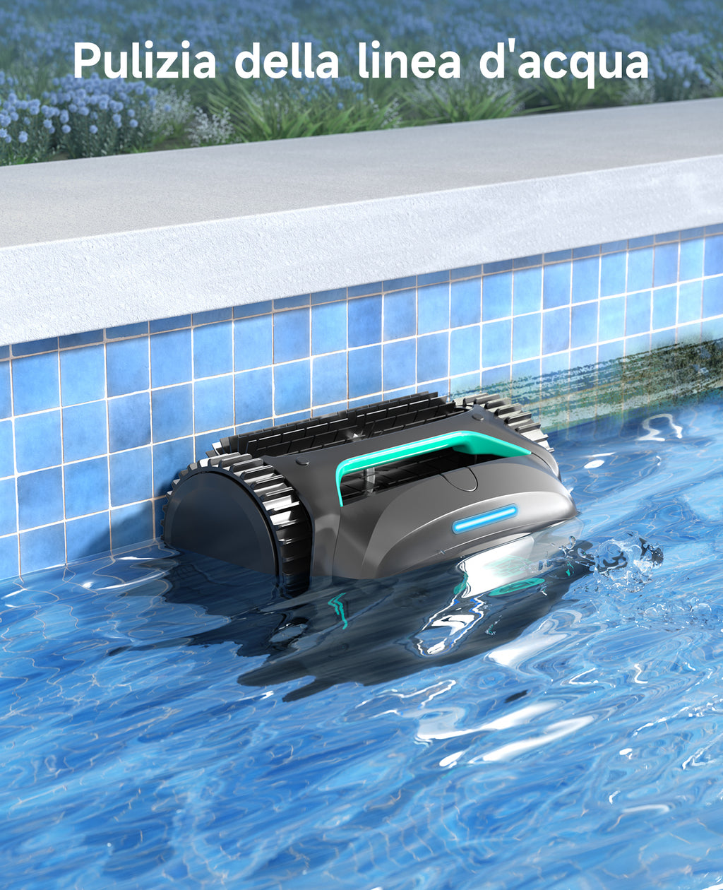 WYBOT C2 Robot Piscine Pareti e Fondo, Senza Fili per Piscine Interrate 150㎡, Doppia Filtrazione, 3 Motori, Aspirazione Potente, Pulizia Pareti & Linea d'Acqua, 180 Min, App(Nero-Verde Verde)