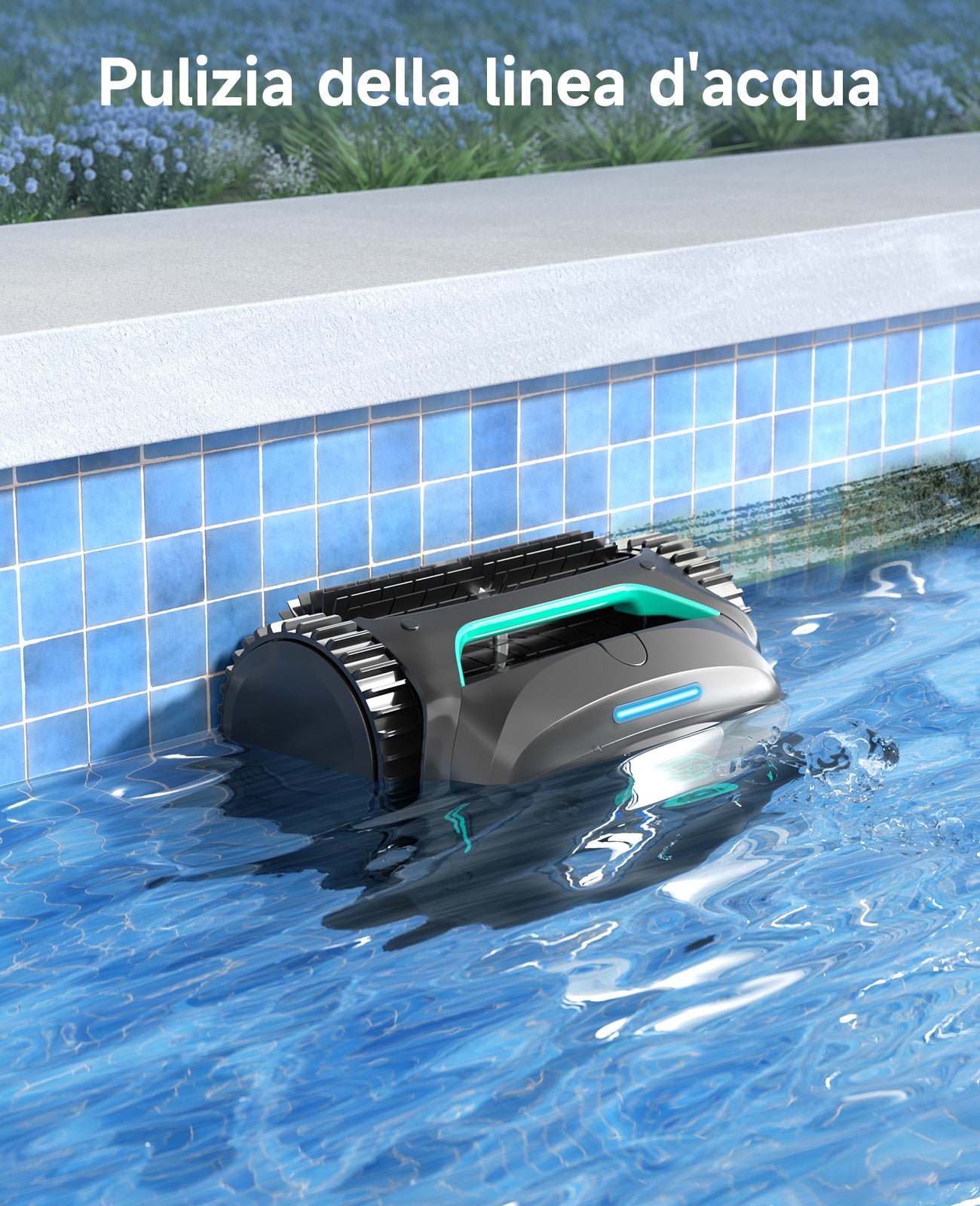 WYBOT C2 Robot Piscine Pareti e Fondo, Senza Fili per Piscine Interrate 150㎡, Doppia Filtrazione, 3 Motori, Aspirazione Potente, Pulizia Pareti & Linea d'Acqua, 180 Min, App(Nero-Verde Verde)