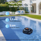 Winny C1 Robot Piscina e Robot Piscina Fuori Terra-Senza Fili, 150 min di Autonomia, Pulisce Fondo e Pareti, Navigazione Intelligente, per Piscine Interrate e Fuori Terra, Arancia Nera