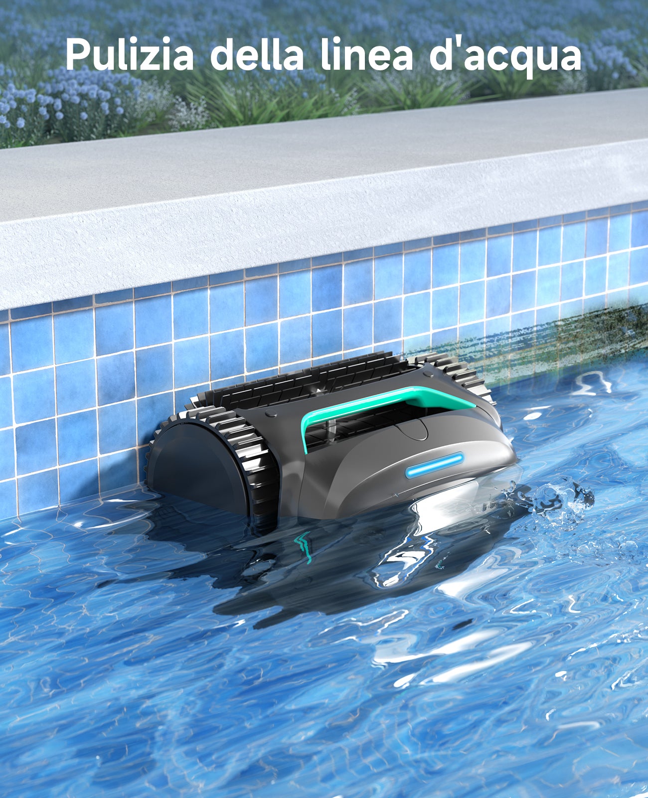 WYBOT C2 Robot Piscine Pareti e Fondo, Senza Fili per Piscine Interrate 150㎡, Doppia Filtrazione, 3 Motori, Aspirazione Potente, Pulizia Pareti & Linea d'Acqua, 180 Min, App(Nero-Verde Grigio)