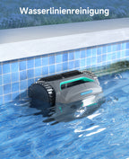 WYBOT C2 Poolroboter Akku Boden und Wand für Einbaupools bis 150㎡, Doppelfiltration, 3-fach Motor, Starke Saugkraft, Wandkletter & Wasserlinie, 180 Min, App(Grau-Grün Grün)