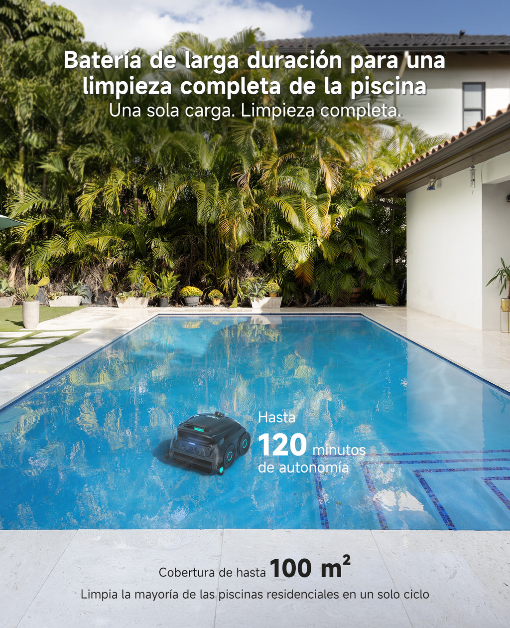 WYBOT OS600 Robot Piscina Limpiafondos, Inalámbrico, 120 Min Autonomía, Limpia Fondo Y Paredes, Navegación Inteligente, para Piscinas Enterradas Y sobre Suelo,Negro Verdoso