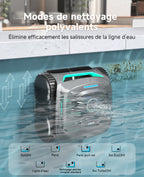 WYBOT C2 Robot Piscine Sans Fil, Double Filtration, 3 Moteurs, Aspiration Puissante, Nettoyage Fond et Parois & Ligne d'Eau, 180 Min, pour Piscines Enterrées 150㎡, App(Vert gris foncé-Gris)