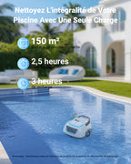 WYBOT A1max Robot Piscine sans Fil pour Piscines Hors-Sol, Aspirateur Automatique, Robot Piscine 130 Min Autonomie, Double Filtration, LED, Charge 2h, 4 Modes,Bleu Glacier