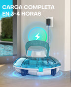 WINNY POOL CLEANER Winny 200 Limpiafondos Piscina, Inalámbrico Robot Limpiafondos Piscina, 75Min Autonomía, Piscinas Desmontables 60m², Doble Filtración,Estacionamiento Auto(Negro-Azul)