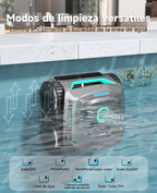 WYBOT C2 Limpiafondos Piscina, Robot Limpiafondos Piscina Inalámbrico 150㎡, Doble Filtración, 3 Motores, Succión Potente, Limpieza Paredes & Línea de Agua, 180 Min, App(Verde gris oscuro-Verde)