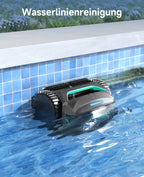 WYBOT C2 Poolroboter Akku Boden und Wand für Einbaupools bis 150㎡, Doppelfiltration, 3-Fach Motor, Starke Saugkraft, Wandkletter & Wasserlinie, 180 Min, App(Schwarz-Grün Grün)