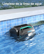WYBOT C2 Limpiafondos Piscina, Robot Limpiafondos Piscina Inalámbrico 150㎡, Doble Filtración, 3 Motores, Succión Potente, Limpieza Paredes & Línea de Agua, 180 Min, App(Negro-Verde Gris)