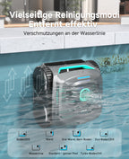 WYBOT C2 Poolroboter Akku Boden und Wand für Einbaupools bis 150㎡, Doppelfiltration, 3-fach Motor, Starke Saugkraft, Wandkletter & Wasserlinie, 180 Min, App(Dunkelgraugrün-Grün)