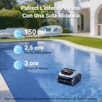 Winny C1 Robot Piscina e Robot Piscina Fuori Terra-Senza Fili, 150 min di Autonomia, Pulisce Fondo e Pareti, Navigazione Intelligente, per Piscine Interrate e Fuori Terra, Arancia Bianca