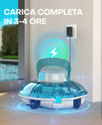 WINNY POOL CLEANER Winny 200 Robot Piscina, Piscina Senza Fili con Batteria, Autonomia 75 Min per Piscine Fuori Terra 60 m², Doppia Filtrazione, Parcheggio Automatico(Nero-Blu)
