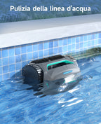 WYBOT C2 Robot Piscine Pareti e Fondo, Senza Fili per Piscine Interrate 150㎡, Doppia Filtrazione, 3 Motori, Aspirazione Potente, Pulizia Pareti & Linea d'Acqua, 180 Min, App(Grigio-Verde Verde)
