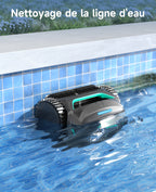 WYBOT C2 Robot Piscine sans Fil pour Piscines Enterrées 150㎡, Double Filtration, 3 Moteurs, Aspiration Puissante, Nettoyage Parois & Ligne d'eau, 180 Min, App(Noir-Vert Vert)