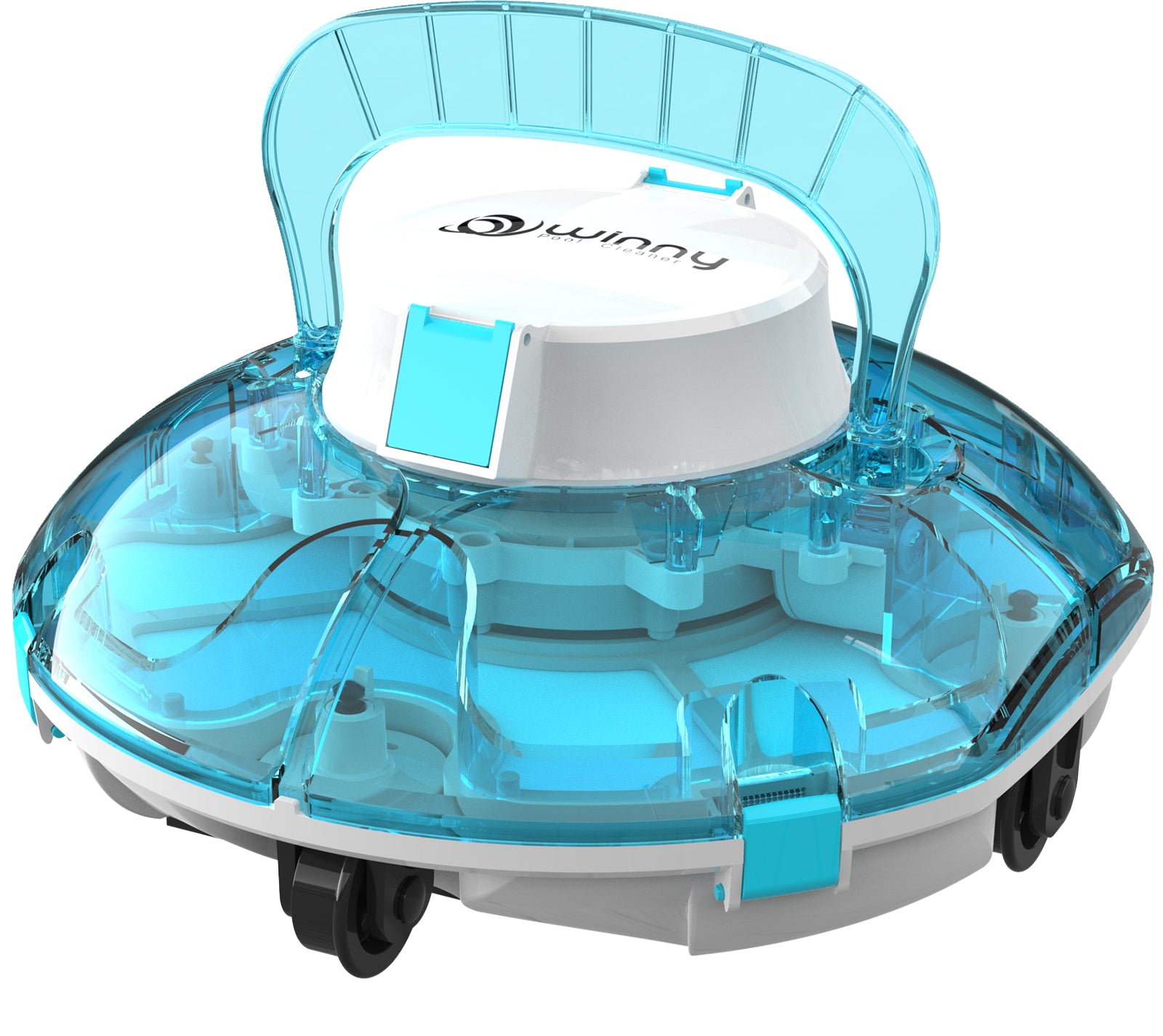 WINNY POOL CLEANER Winny 200 Limpiafondos Piscina, Inalámbrico Robot Limpiafondos Piscina, 75Min Autonomía, Piscinas Desmontables 60m², Doble Filtración,Estacionamiento Auto(Negro-Azul)