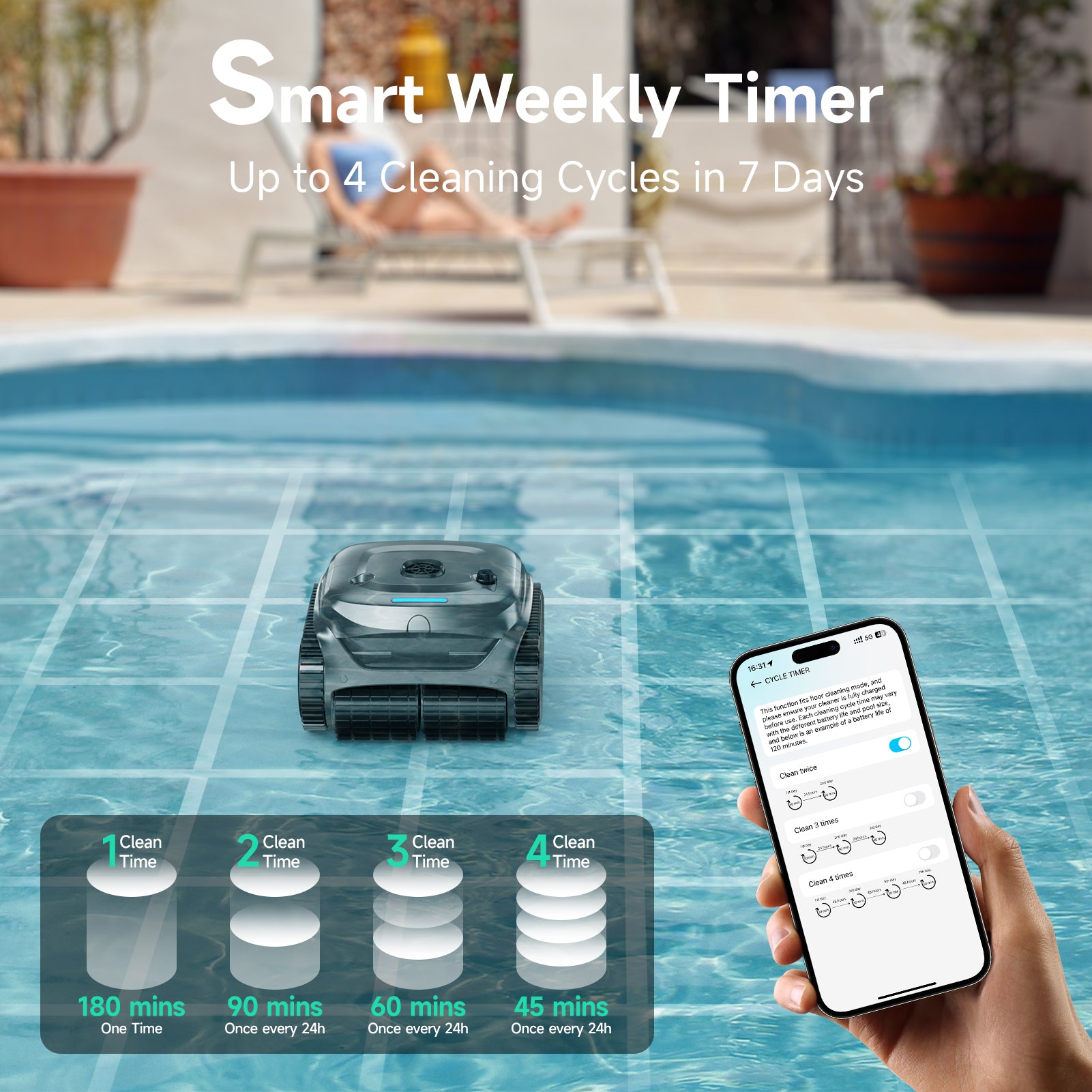 (2026 Upgraded) WYBOT C2 Cordless Pool Vacuum Robot, Dual Filtration, Wall Climbing & Waterline Cleaning, App Scheduling, Pool Cleaner for Inground/Above Ground -2152 Sq.ft, Silver-Grey