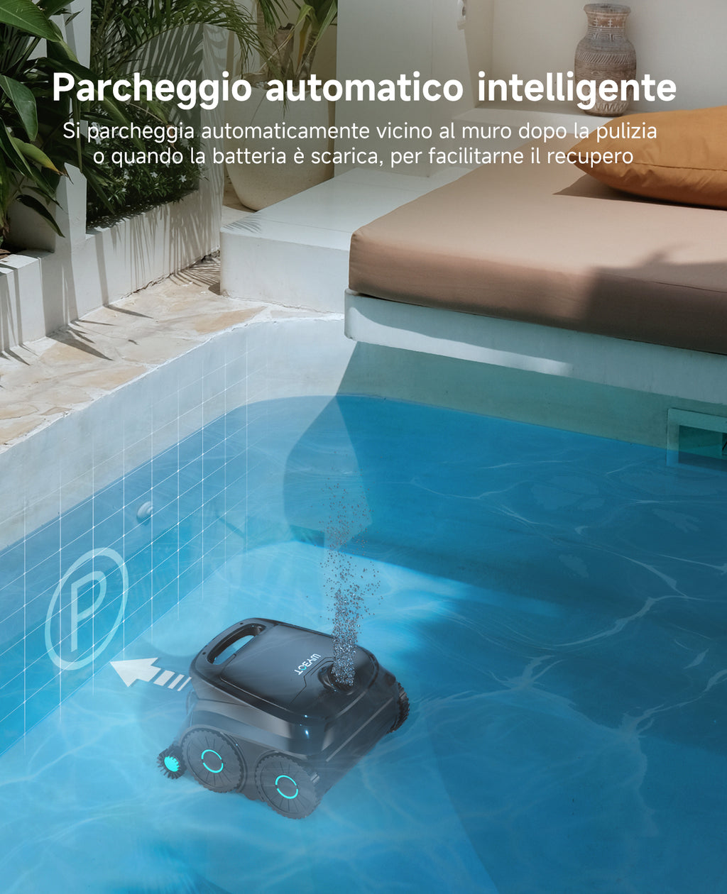 WYBOT OS600 Robot Piscina, Senza Fili, Pulizia Fondo E Pareti, Autonomia 120 Min, Navigazione Intelligente, Parcheggio Automatico, per Piscine Interrate E Fuori Terra, Verde Scuro