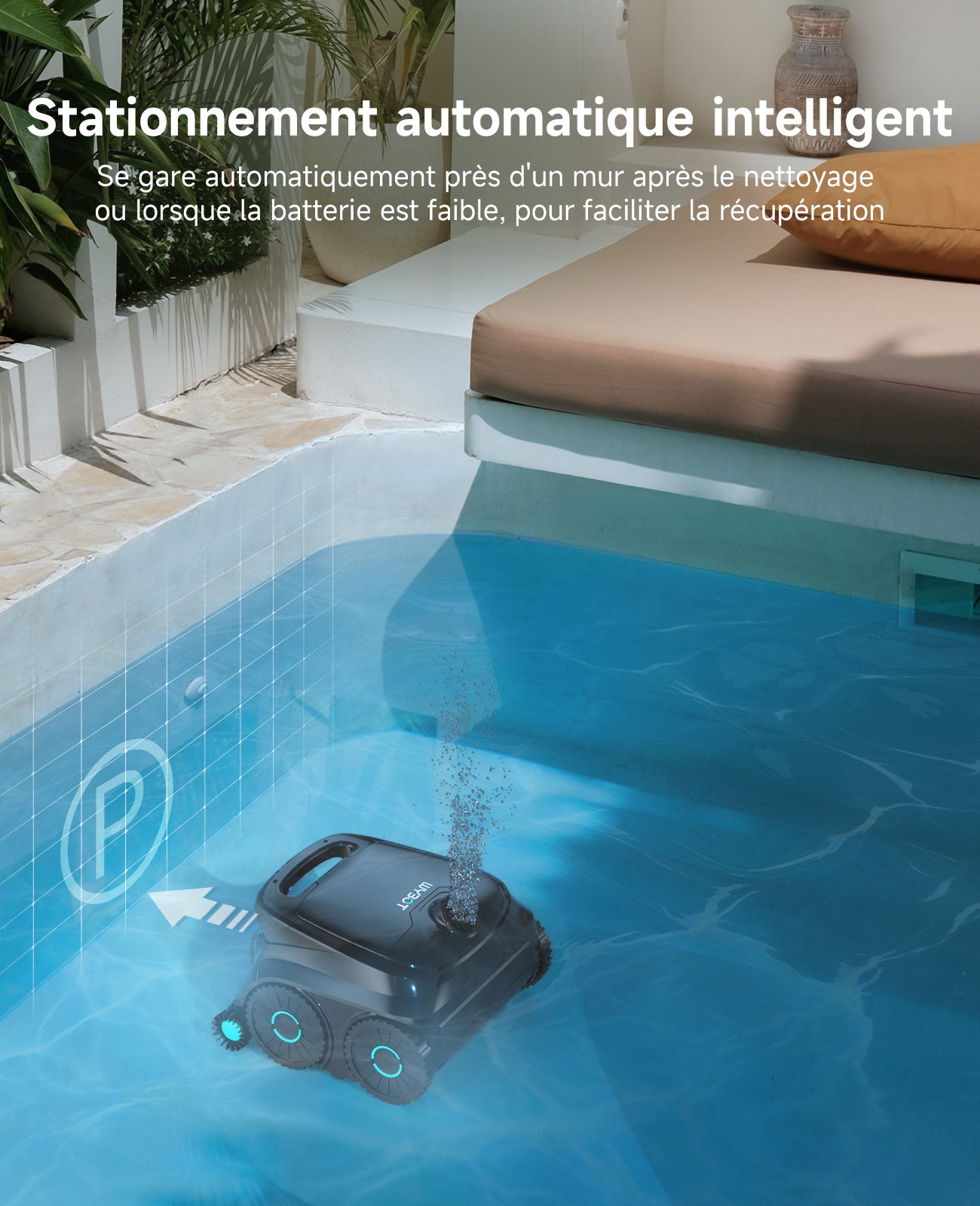 WYBOT OS600 Robot Piscine sans Fil, Nettoyage Fond Et Parois, Autonomie 120 Min, Navigation Intelligente, Stationnement Automatique, pour Piscines Enterrées Et Hors-Sol, Noir-Vert