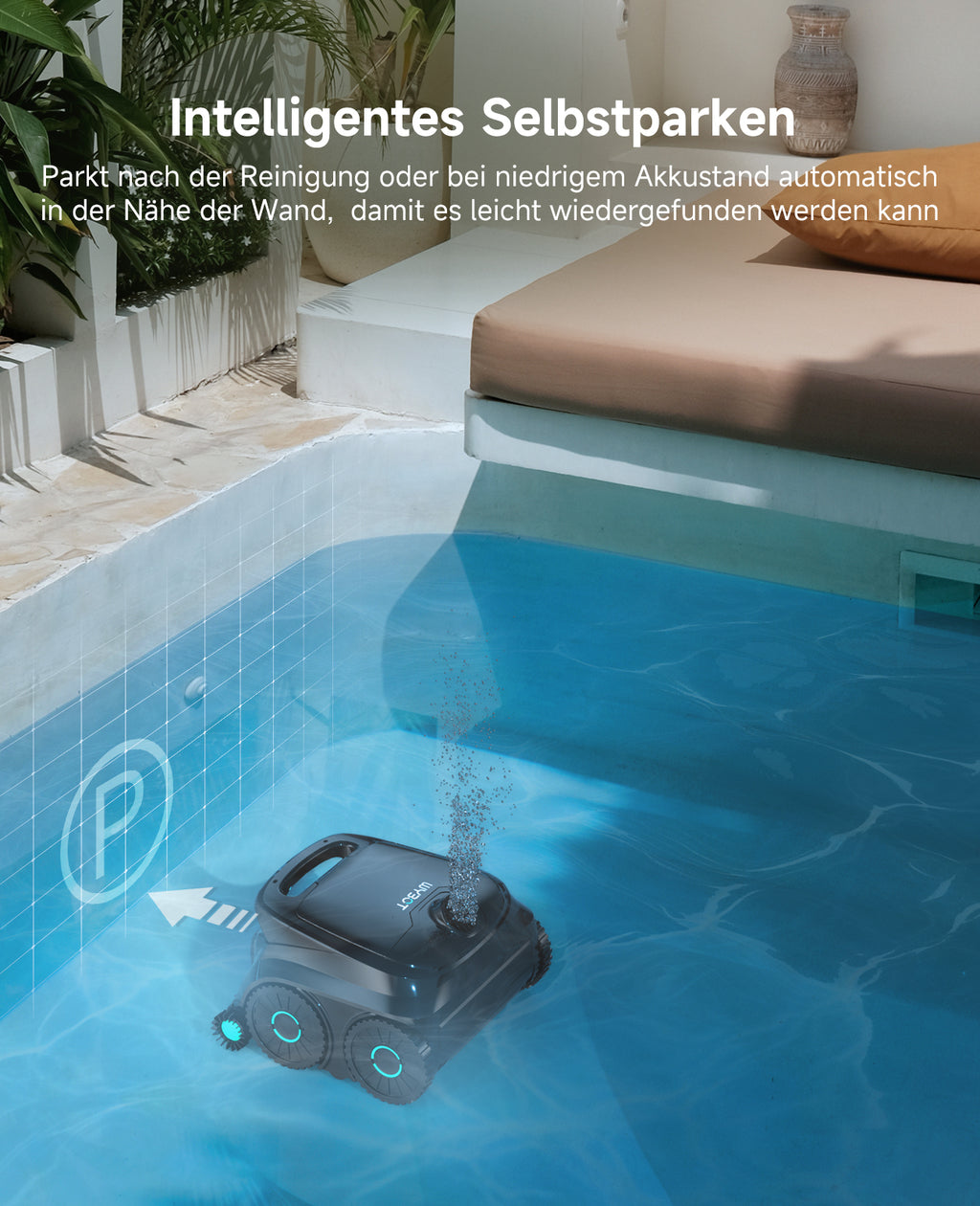 WYBOT OS600 Poolroboter Akku Für Wand Und Boden, Kabelloser Poolroboter Mit 120 Min Laufzeit, Intelligente Navigation, Auto-Park Für Inground- Und Aufstellpools,Schwarzgrün