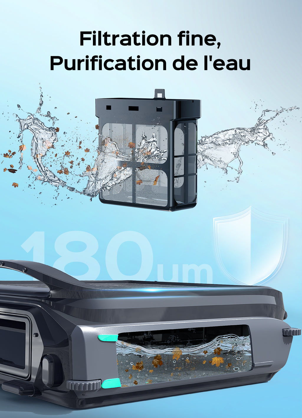 WYBOT F1 Skimmer Piscine Hors Sol Double Énergie (Solaire + Batterie), Nettoie La Surface De L’Eau, Pilotage par App, Fonctionne 24h/24, pour Toutes Piscines – Robot Piscine sans Fil,Vert Olive
