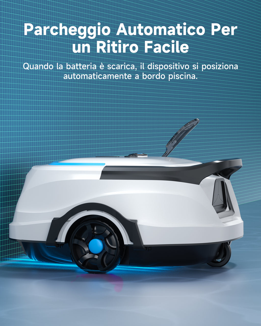 WYBOT A1/OS2010 Robot Piscina Inalámbrico, Autonomía 120 Min, Doble Tamiz, Limpia Piscinas Sobre Suelo Planas Hasta 100 M², Limpiafondos Piscina Automático,Verde Bianco Latte