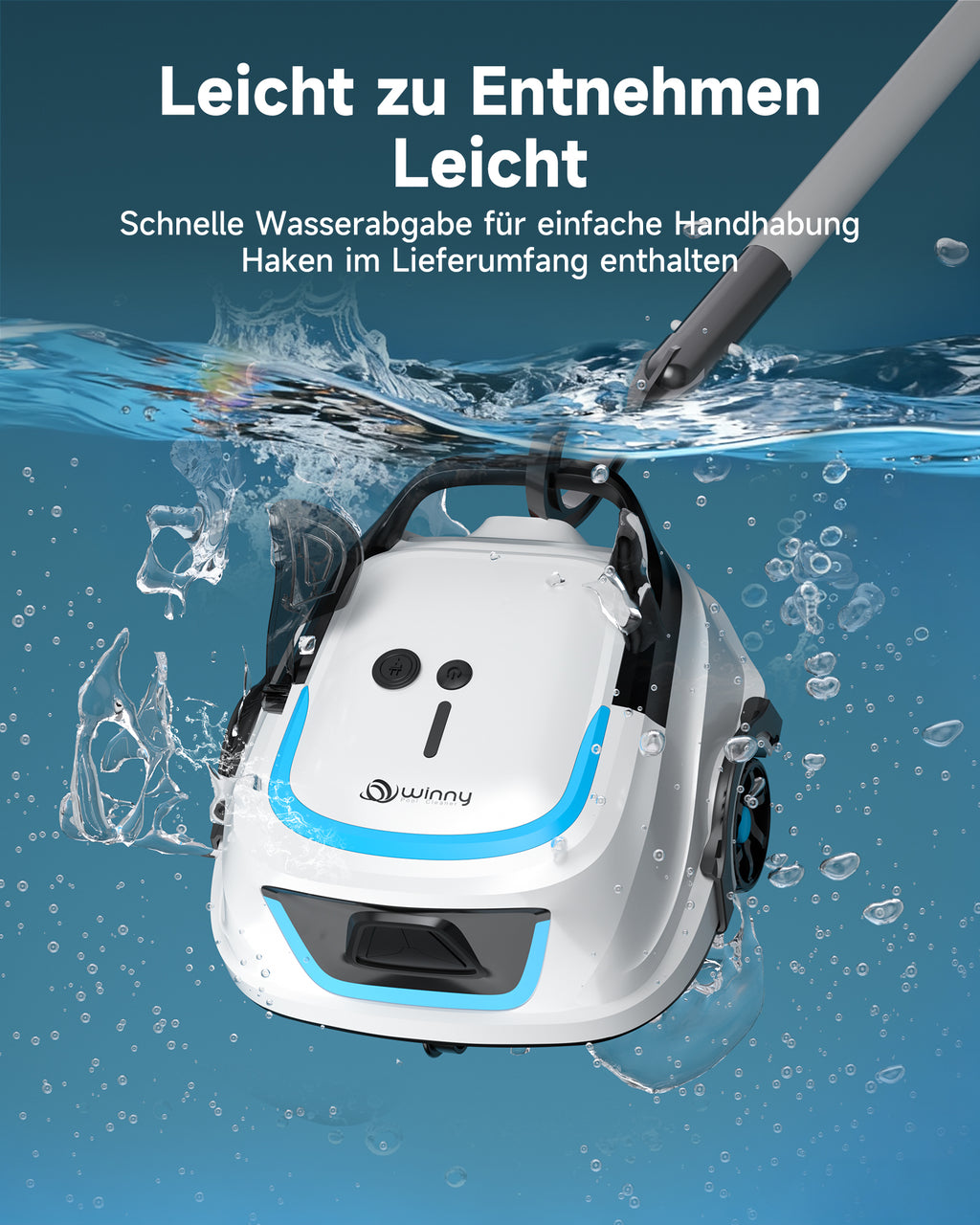 WYBOT A1max Kabelloser Poolroboter, Poolroboter Akku 130 Min Laufzeit, Doppelsiebe, Reinigt Flache Aufstellpools Bis 110 M², Ideal für Poolroboter für Aufstellpool,Eisblau