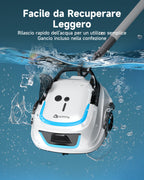 WYBOT A1max Robot Piscina Fuori Terra Intelligente, 130 Minuti Autonomia, Sistema Doppia Turbina, 110㎡ per Famiglie, Esperto Pulizia Fondo Piscina,Blu Ghiaccio