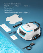 WYBOT A1max Robot Piscina Fuori Terra Intelligente, 130 Minuti Autonomia, Sistema Doppia Turbina, 110㎡ per Famiglie, Esperto Pulizia Fondo Piscina,Blu Ghiaccio