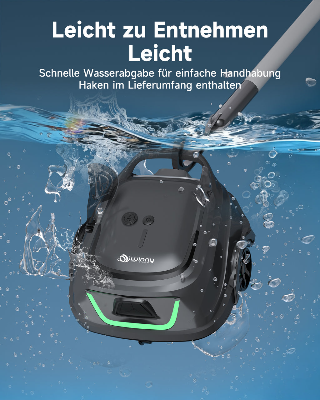 WYBOT A1max Kabelloser Poolroboter, Poolroboter Akku 130 Min Laufzeit, Doppelsiebe, Reinigt Flache Aufstellpools Bis 110 M², Ideal für Poolroboter für Aufstellpool,Waldgrün