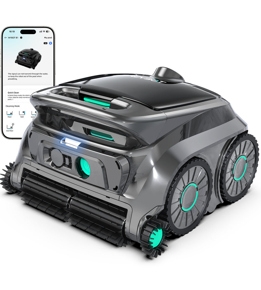 WYBOT OS600 Poolroboter Akku Für Wand Und Boden, Kabelloser Poolroboter Mit 120 Min Laufzeit, Intelligente Navigation, Auto-Park Für Inground- Und Aufstellpools,Graugrün