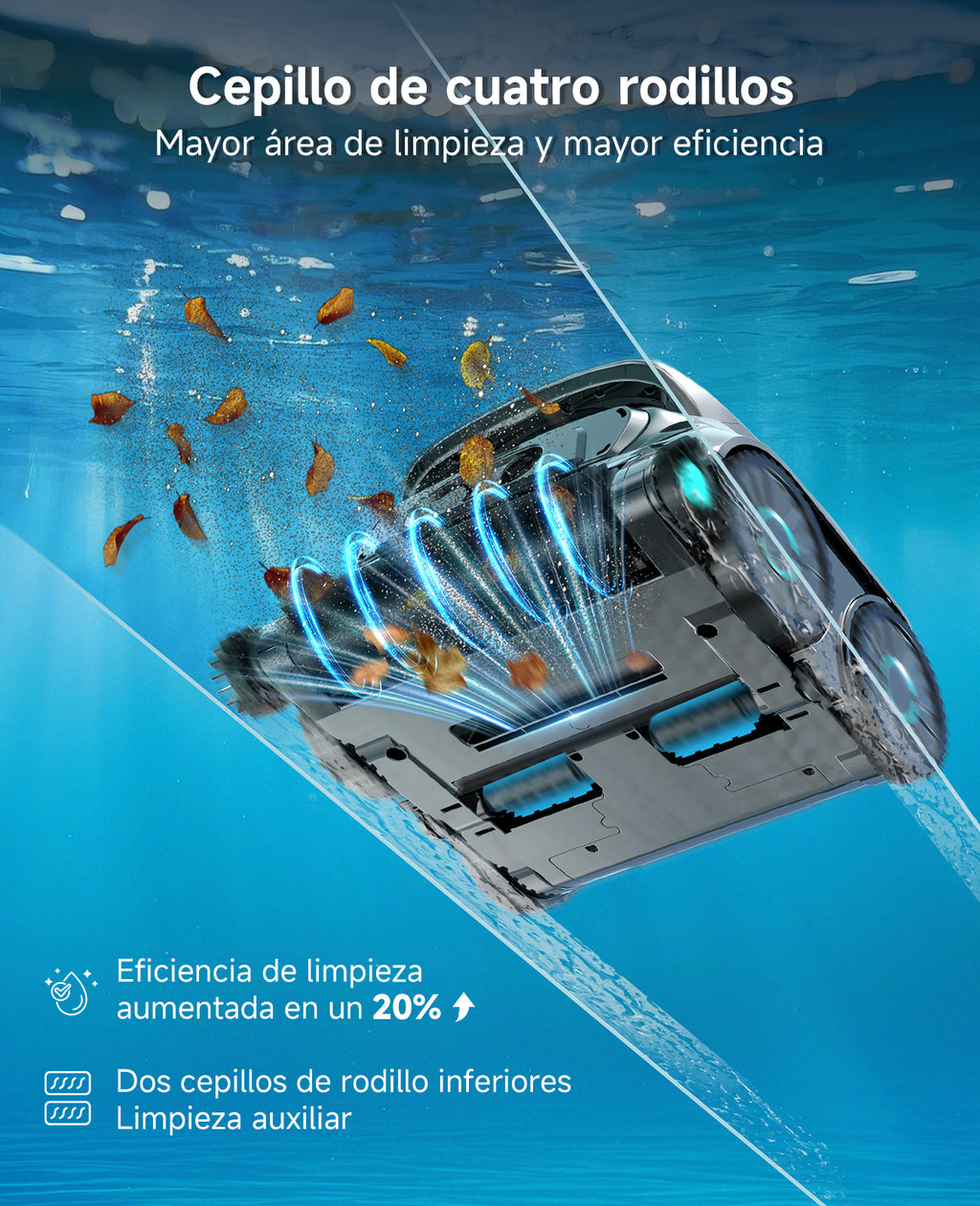 WYBOT OS600 Robot Piscina Limpiafondos, Inalámbrico, 120 Min Autonomía, Limpia Fondo Y Paredes, Navegación Inteligente, Para Piscinas Enterradas Y Sobre Suelo,Gris Verdoso