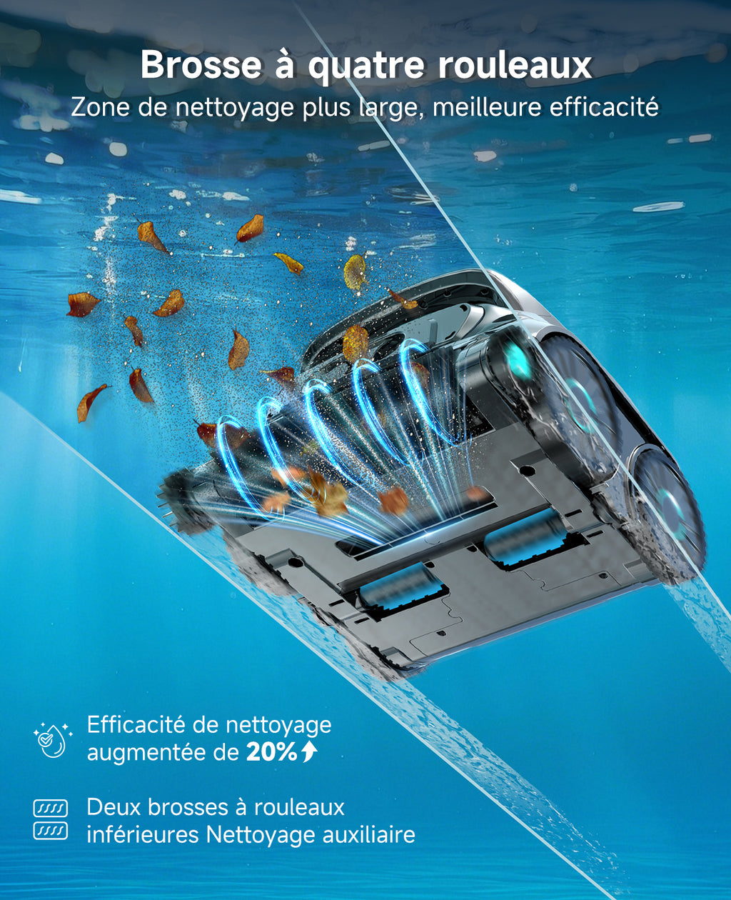 WYBOT OS600 Robot Piscine Sans Fil, Nettoyage Fond Et Parois, Autonomie 120 Min, Navigation Intelligente, Stationnement Automatique, Pour Piscines Enterrées Et Hors-Sol, Vert-Gris